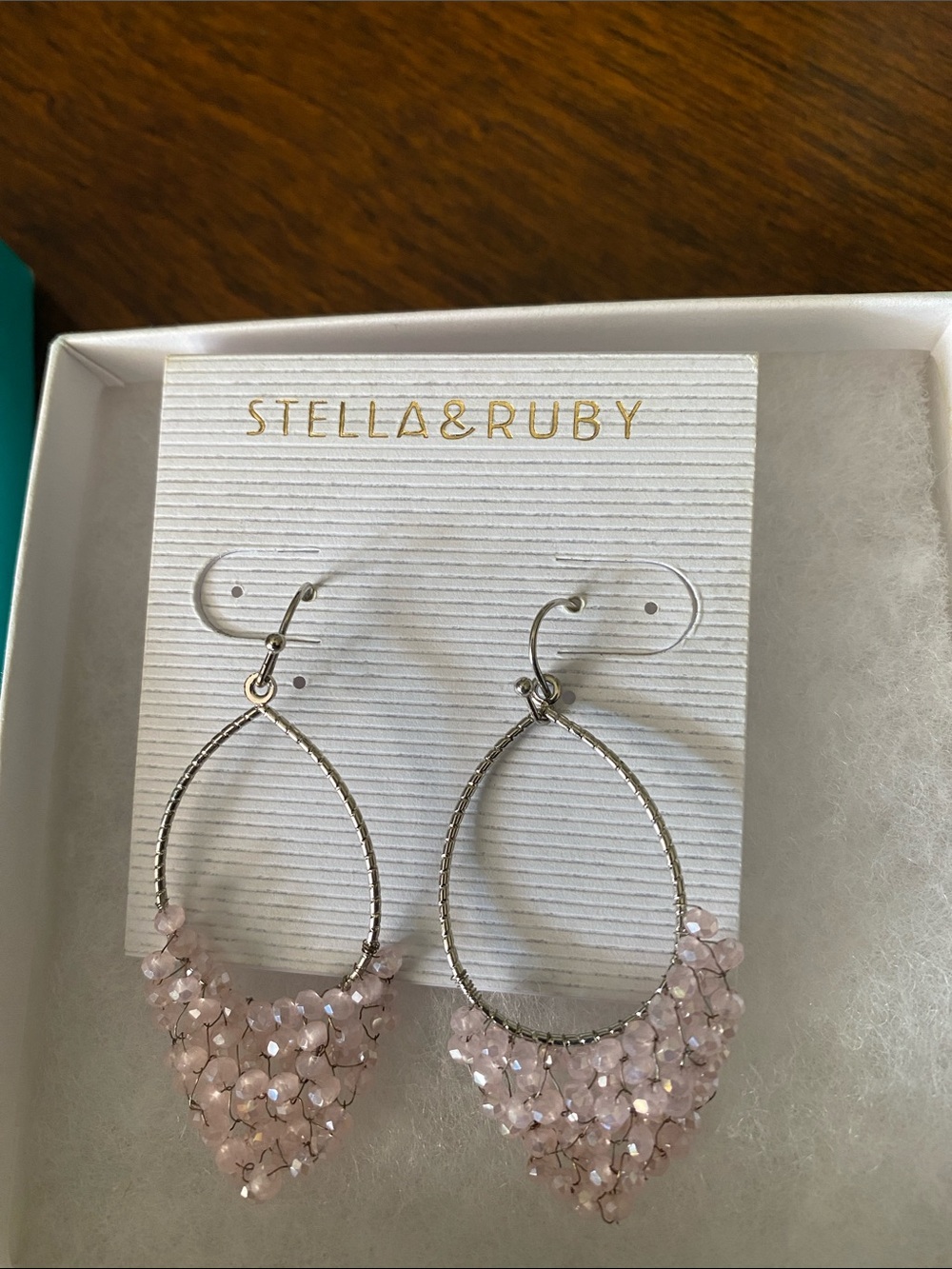 Stella & Ruby Pink Bead Teardrop Earrings